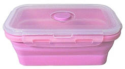 Контейнер для їжі з силікону Stenson MH-3393 об'ємом 500 мл, рожевий.