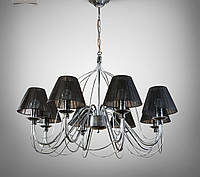 Люстра 8 ламповая с черными абажурами для гостиной, зала, большой комнаты 18388-5 серии "Элисон