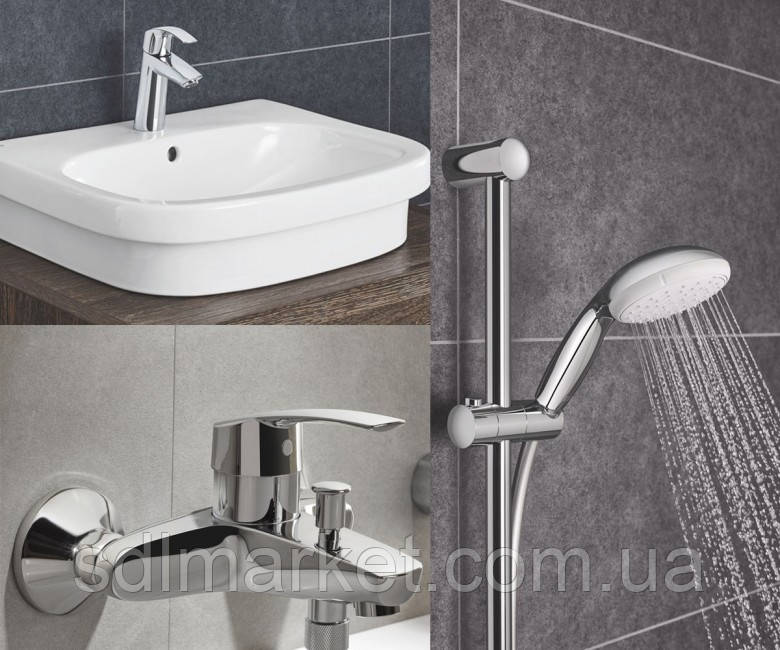 Набор смесителей GROHE Eurosmart 123246M для ванны 3 в 1 - фото 3 - id-p514553198