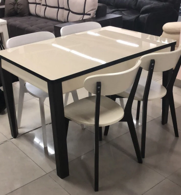 Стіл обідній зі скляною стільницею Фішер Fusion Furniture, венге/ваніль, фото 2