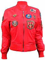 Женский бомбер Miss Top Gun MA-1 jacket with patches (красный)