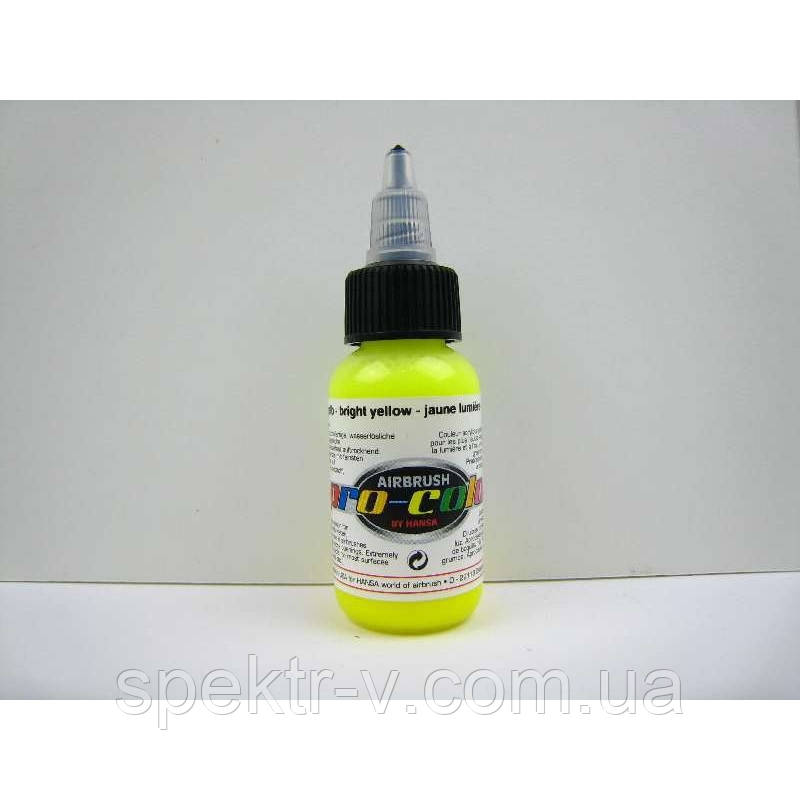 Фарба для аерографії Pro-color 62053 bright yellow (жовтий неон), 30 мл, фото 1