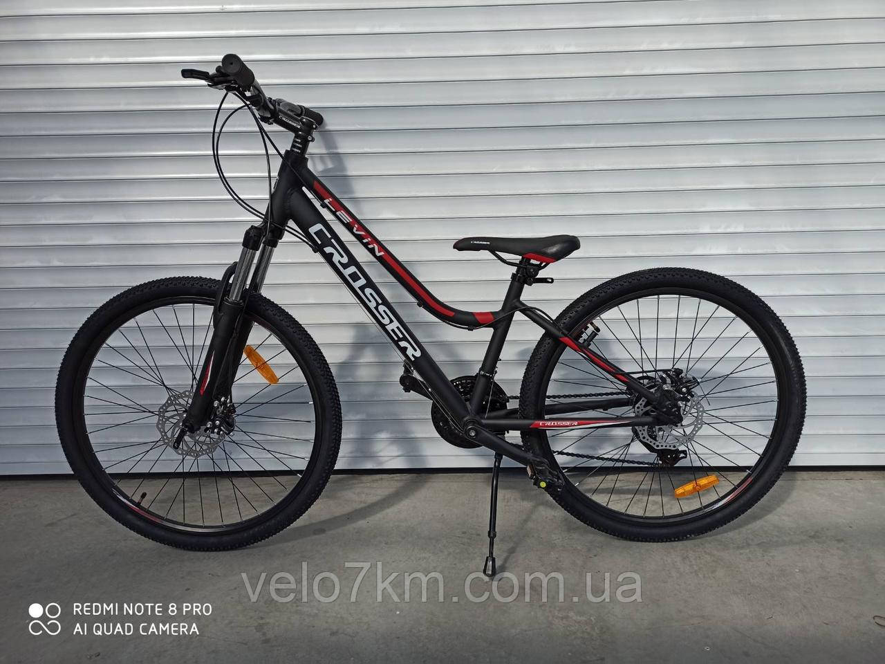 Підлітковий алюмінієвий велосипед Crosser Levin 24" рама 12",швидкий знімання коліс, положення.вилка чорно-червоний