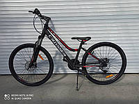 Подростковый алюминиевый велосипед Crosser Levin 24" рама 12",быстрый съем колес, регулир.вилка черно-красный
