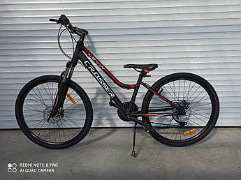Підлітковий алюмінієвий велосипед Crosser Levin 24" рама 12",швидкий знімання коліс, положення.вилка чорно-червоний