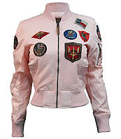 Женский бомбер Miss Top Gun MA-1 jacket with patches (розовый)