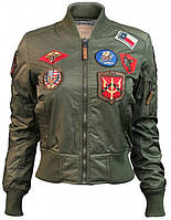 Женский бомбер Miss Top Gun MA-1 jacket with patches (оливковый)