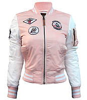 Женский бомбер Miss Top Gun MA-1 jacket with patches (розовый)