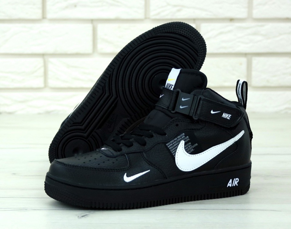 Чоловічі кросівки Nike Air Force 1 07 Lv8 Ultra High black Utility Pack найк аір форс чорні, фото 1