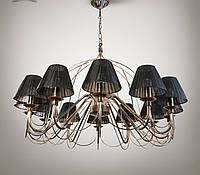 Люстра 12 ламповая для гостиной, зала, большой комнаты с черными абажурами 18308-3 серии "Элисон"