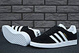 Чоловічі / жіночі кросівки Adidas Gazelle black, унісекс чорно-білі замшеві кросівки адідас газелі газель чорні, фото 4
