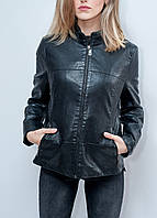 Женская куртка косуха Angmifer кожзам экокожа черная батал