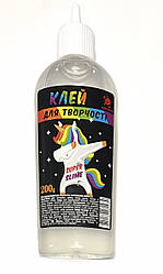 Клей силікатний із блискітками 200гр. ПРОЗОРНИЙ в тюбику (10уп)