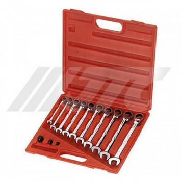 Набір ключів рожково-накидних з тріскачкою 8-19мм 10 од JTC 3028