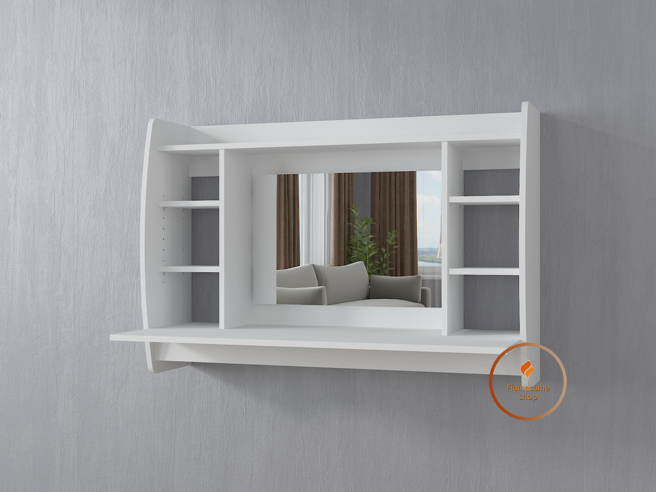 Комп'ютерний стіл, настінний з дзеркалом, навісний стіл з ДСП II S-03DZ, фото 1