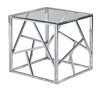 Кофейный столик CF-2 (Escada B) стеклянный, хромированный каркас, дизайн в стиле гламур, модерн, арт деко