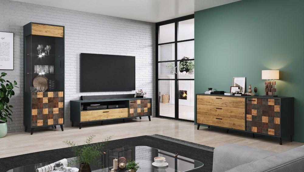 Вітальня стінка SOUL 2 CAMA антрацит/декор, фото 1