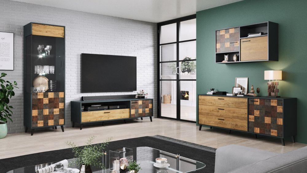 Вітальня стінка SOUL 4 CAMA антрацит/декор, фото 1