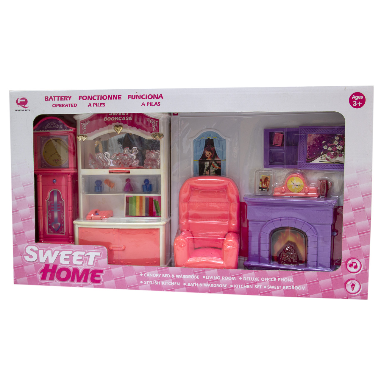 Мебель для кукол гостиная "Сладкий дом", розовая, 55х9х31см (25298P) - фото 1 - id-p1148484942