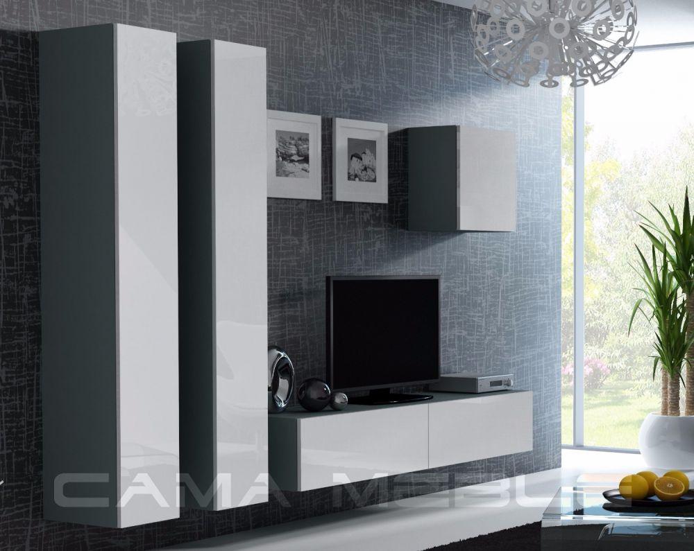 Вітальня стінка VIGO 25 CAMA сірий матовий/білий глянець, фото 1