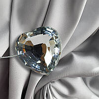 Шторный магнит-сердце D054 декоративное стекло белый цвет 5см