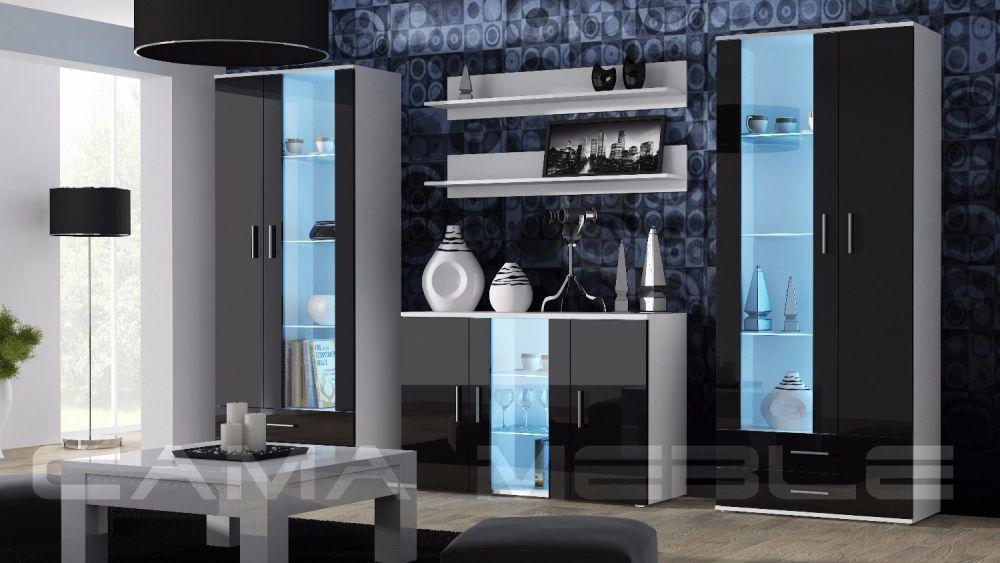 Вітальня стінка SOHO 10 CAMA білий матовий/чорний глянець, фото 1