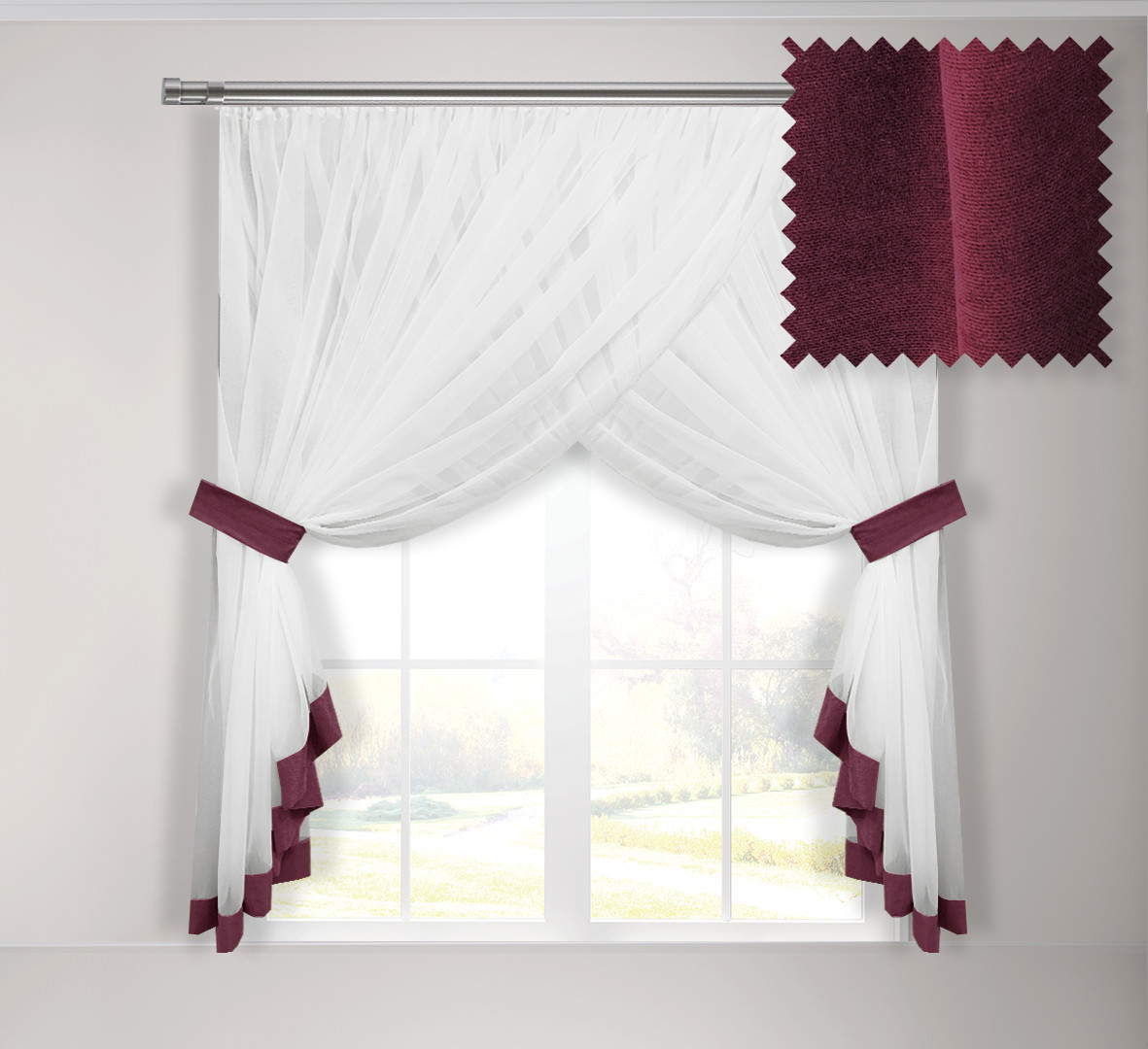 Купить Тюль для кухни Кларис 300 х 160см, яркая занавеска с подхватами ...