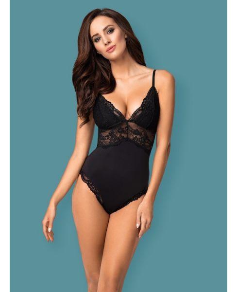 Боді еротічне чорне Obsessive 810-TED-1 teddy black L/XL