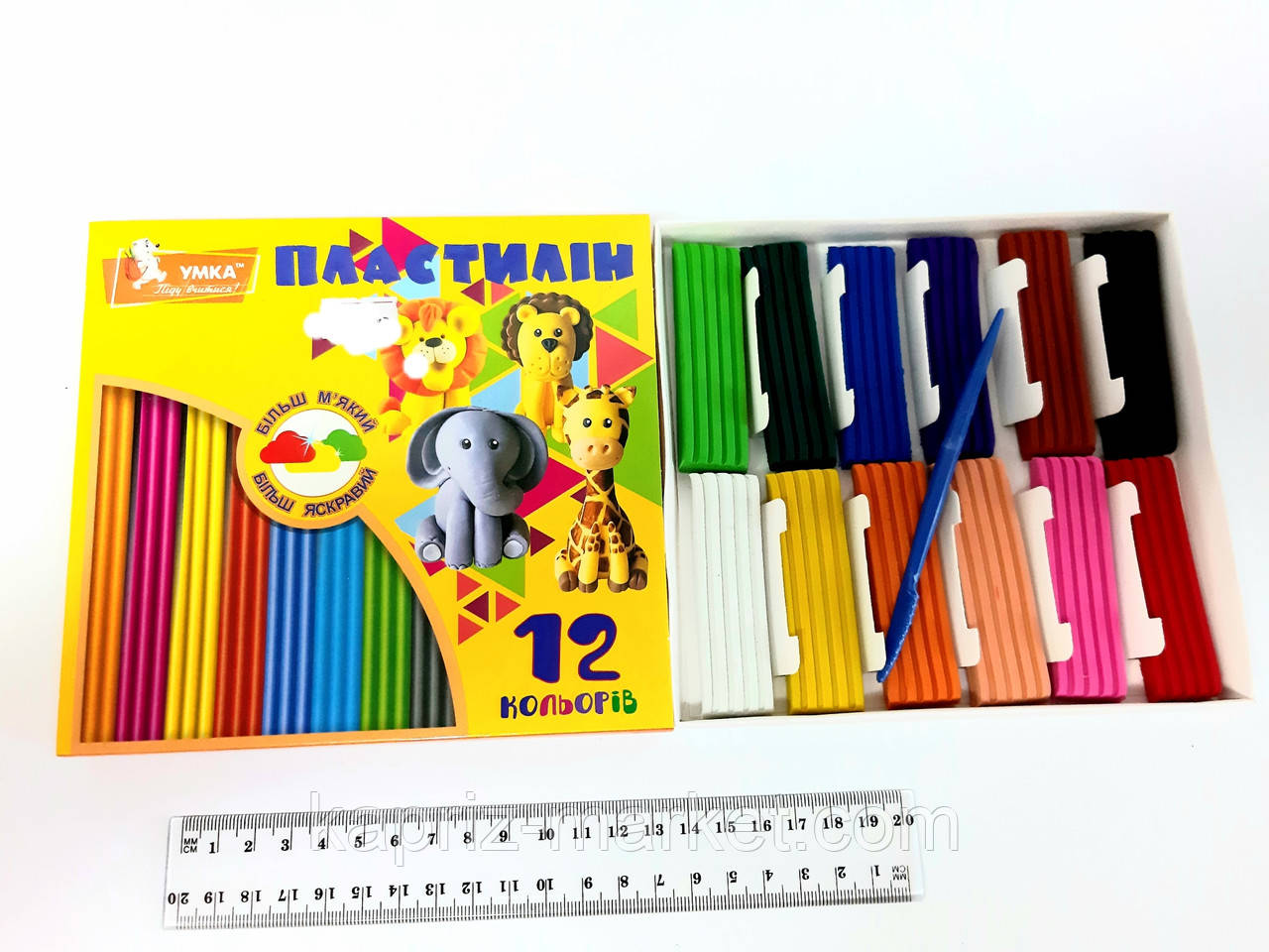 Пластилін 12 кол., 240 г, м'який