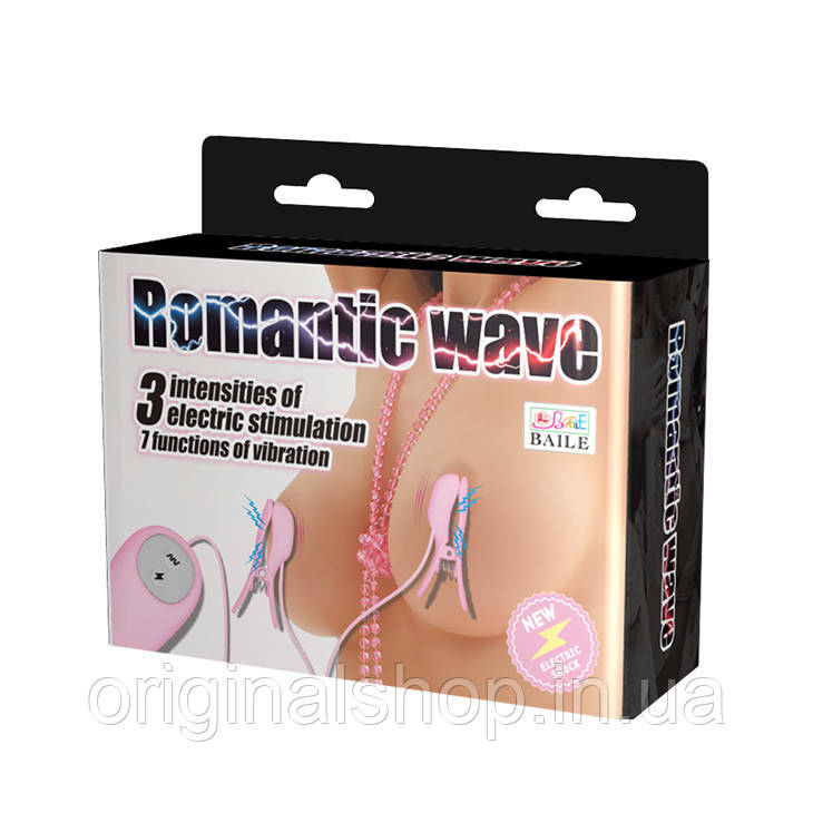 Romantic Wave Затискачі для сосків із вібрацією й електро стимуляцією