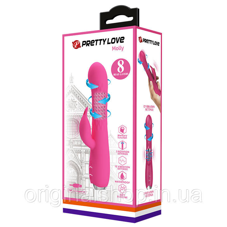 Вібратор із ротацією і кліторальним стимулятором Pretty Love Molly