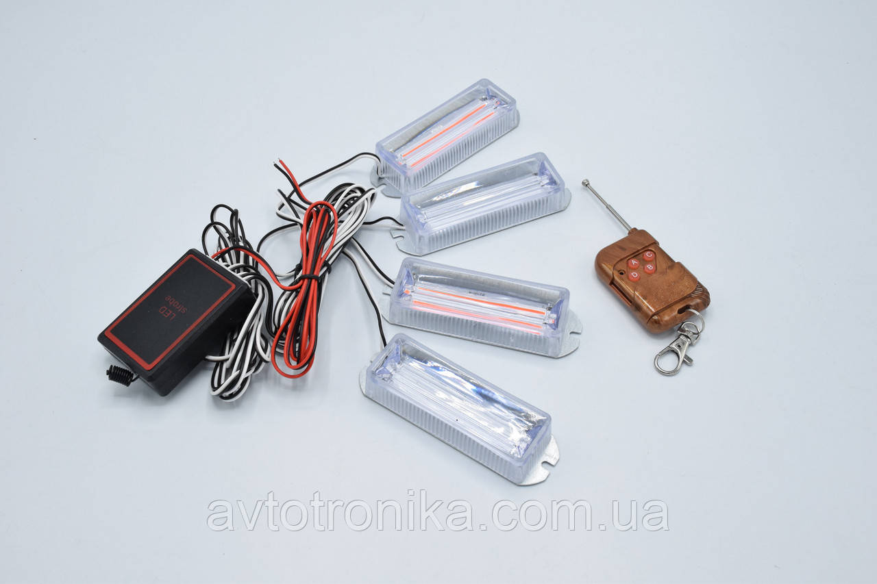Стробоскопы LED BEST-R "MY-079-4B" (Красно - Синий) / 4шт + ДУ