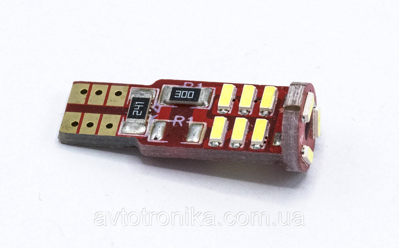 Габарит LED T10 #88 (красн плата) - 15LED - 3SIDE - CANBUS - / цвет Белый