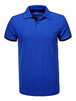 Мужская классическая однотонная футболка поло с воротником на пуговицах синего цвета в последнем размере S