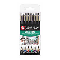 Набор линер-кистей PIGMA BRUSH BASIC 6 цв, Sakura