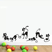 Виниловые наклейка на стену Игривые черные котята 6 шт (лист 25 х 42 см) Б90-1