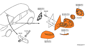 Дзеркало заднього огляду зовнішнє ліве Nissan Leaf ZE1 (18-) 96302-5SA0A, фото 3