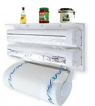 Кухонный диспенсер для бумажных полотенец, фольги и пленки Kitchen Roll Triple Paper Dispenser, фото 4