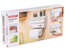 Кухонный диспенсер для бумажных полотенец, фольги и пленки Kitchen Roll Triple Paper Dispenser, фото 6
