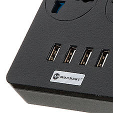 Мережевий подовжувач MORBEST Power Socket MB-W12 НА 6 розеток, 4 USB 2 м Black-Gray, фото 3