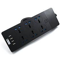Мережевий подовжувач MORBEST Power Socket MB-W12 НА 6 розеток, 4 USB 2 м Black-Gray, фото 2