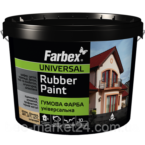 Фарба гумова універсальна Farbex Rubber Paint Вишнева (RAL 3005) 12кг