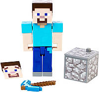 Фігурка Стів із киркою та блоком Майнкрафт Minecraft Comic Maker Steve Action оригінал Mattel