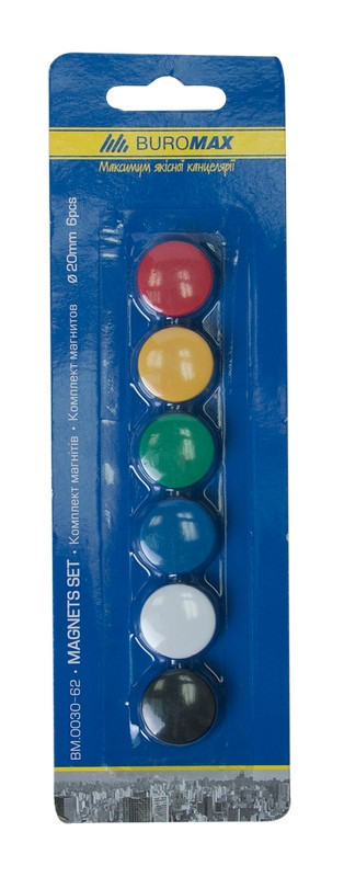 Магніти для дошок Buromax 20мм 6шт. (BM.0030-62)