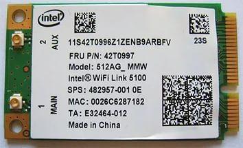 Wi-fi модуль FullSize Intel 512AG_MMW 802.11 b, g, n, 54Mbps #