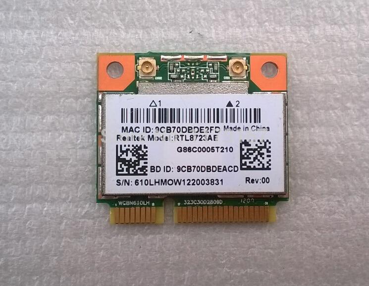Wi-fi+BT модуль HalfSize Mini PCIE Realtek RTL8723AE Aw-nb114h 802.11 b,g,n 150Mbps
