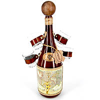 Бутылка с рюмками для алкоголя мини-бар штоф подарочный Старая карта 661-MO
