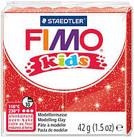 Пластика Fimo kids 42г красная с блестками (4007817804933)