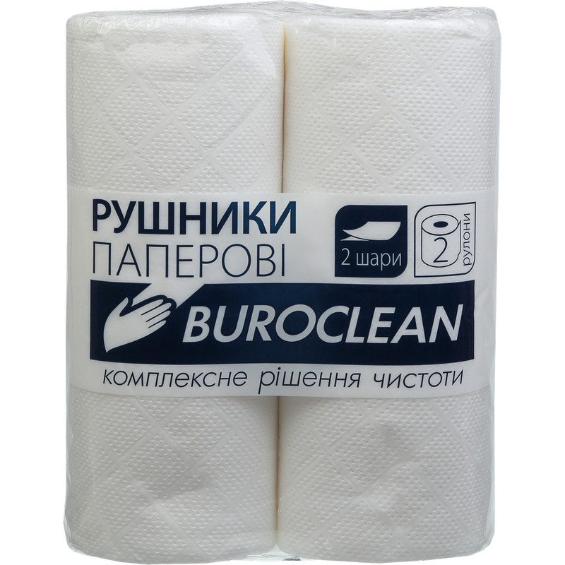 Рушники целюлозні Buroclean 2х сл.по 2 рул. на гільзі білі (10100400)