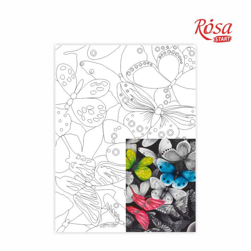 Холст на картоне с контуром Rosa Start 30x40 см акрил хлопок Бабочки №1 (4823086708044)